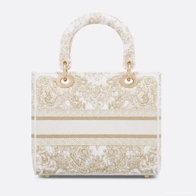 Cheap Around World Lady Canvas Medium White Butterfly D-lite The Gold Bag Motif 0505 Hot Sale